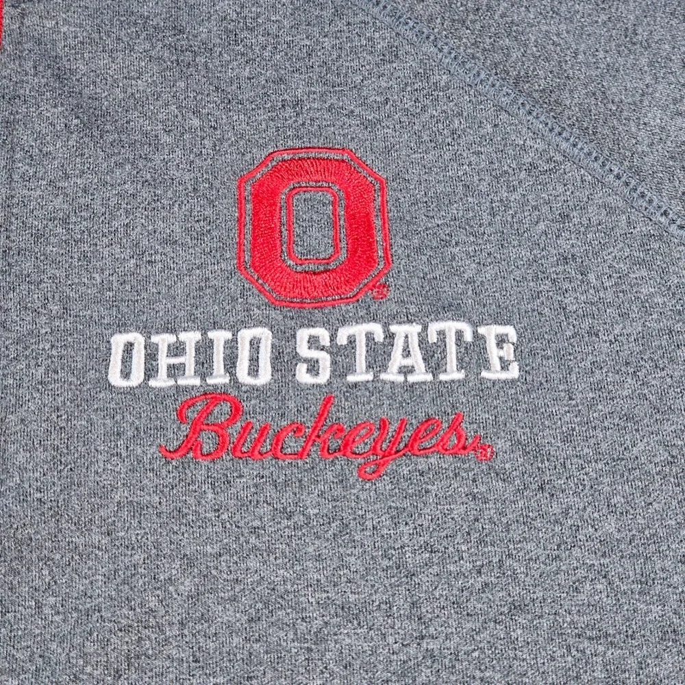 Ohio State Buckeyes Varsity Mens Large Gray Quarter Zip Pullover NCAA Sportswear